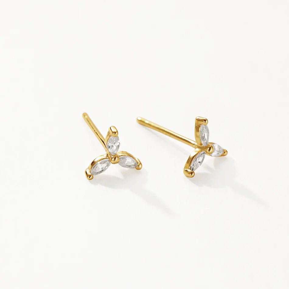 Gold Vermeil Marquise Trio Studs