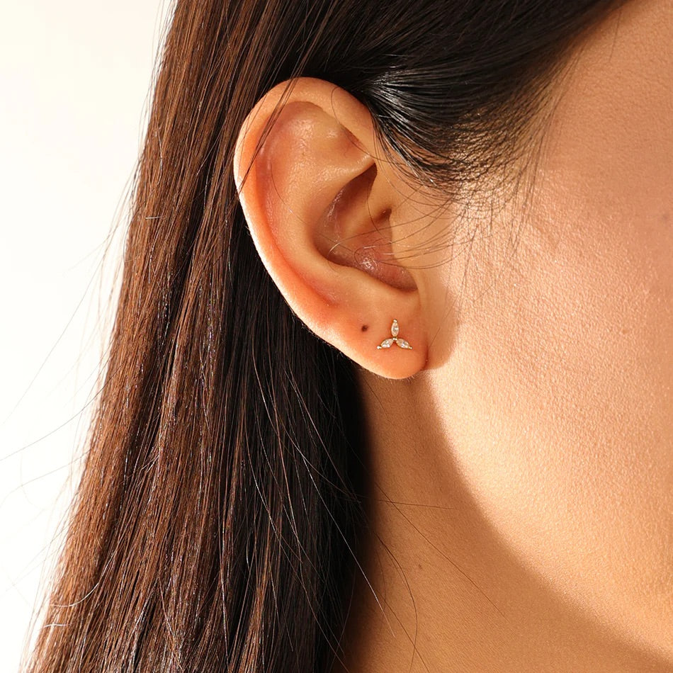 Gold Vermeil Marquise Trio Studs