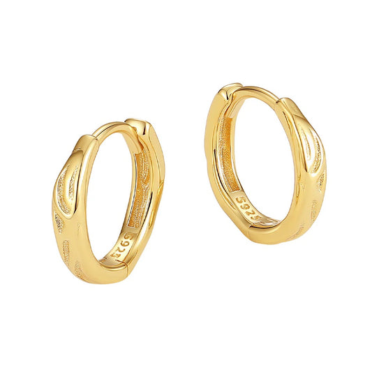 Gold Vermeil Etched Huggie Earrings